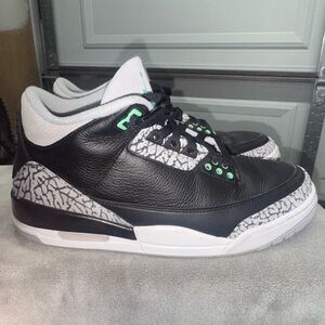 Jordan Black and White Sneakers with Green Accents